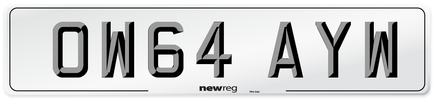 OW64 AYW Number Plate from New Reg